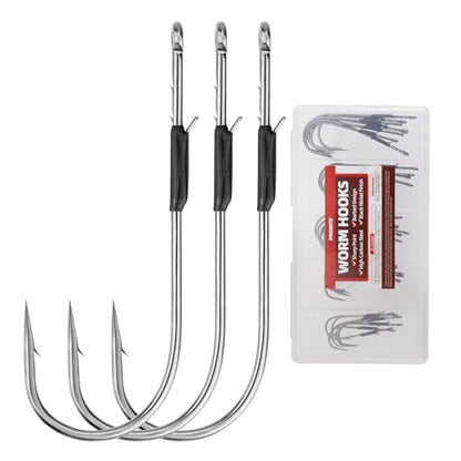 Straight Shank Baitholder Hooks – Multi-Size Fishing Hooks for Bass, Trout & Walleye – Anti-Slip Hook Design, Freshwater & Saltwater - size: Mixed Set