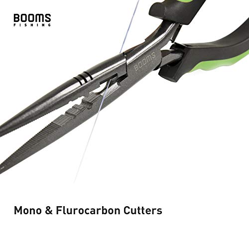 Booms Fishing F03 Needle Nose Fishing Pliers, 9" Fisherman's Pliers, Long Nose Hook Remover, Saltwater Resistant Fishing Gear, Green - color: A: 9" Split Ring Nose_green