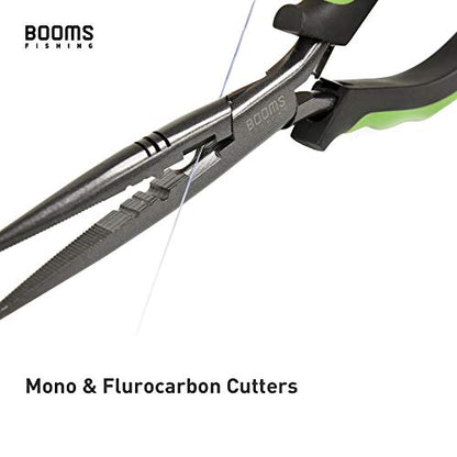 Booms Fishing F03 Needle Nose Fishing Pliers, 9" Fisherman's Pliers, Long Nose Hook Remover, Saltwater Resistant Fishing Gear, Green - color: A: 9" Split Ring Nose_green