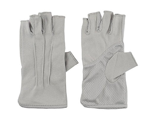 Mens Sunblock Fingerless Gloves Summer UV Protection Driving Cotton Gloves - color: Grey