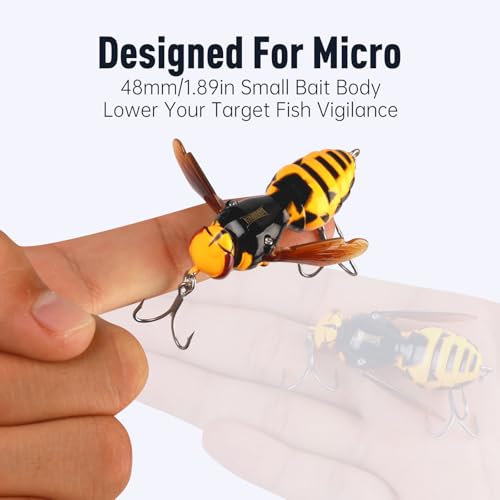 Kingdom Wasp Crawl Bait Insect Bionic Floating Fishing Lures Swimbaits Hard Artificial Baits Lure Freshwater and Saltwater Bass Carp Pike Walleye Fishing ABS Material Carbon Steel Three Book Hook - color: 05, size: 6.6g