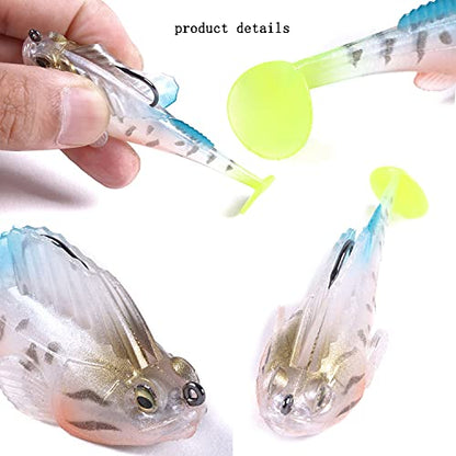 Weedless Soft Plastic Fishing Lures for Bass Trout - Paddle Tail Swimbaits With Hidden Pre-Rigged Sharp Hooks for Freshwater Saltwater - 5pcs Kit With Box - color: A:2.75in/0.5oz/5pcs