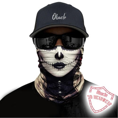 Obacle Skull Face Mask for Women Dust Wind Sun Protection Rave Festival Riding - color: Women White Face Black Lip Nose