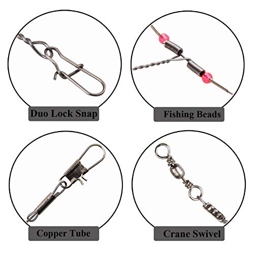 Fishing Leaders, Stainless Steel Fishing Wire Saltwater Tackle Rig with Swivels Snap Beads for Lures Bait Hooks High Strength Fishing Leader Wire Gear Equipment 2 Arms 3 Arms - color: 3Arm