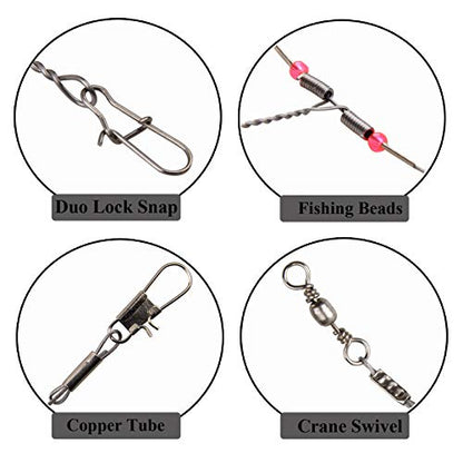 Fishing Leaders, Stainless Steel Fishing Wire Saltwater Tackle Rig with Swivels Snap Beads for Lures Bait Hooks High Strength Fishing Leader Wire Gear Equipment 2 Arms 3 Arms - color: 3Arm