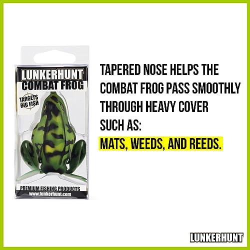 Lunkerhunt - Topwater Fishing Lures for Bass Trout Fishing | Combat Frog Lure for Big Fish | Award Winning Hollow Body Frog Fishing Bait with Weedless Hooks - color: Sierra
