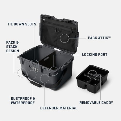 YETI LoadOut GoBox Collection, Divided Waterproof Cargo Case, Dry Box, Camera Case, Fishing Tackle Box - color: Black, size: GoBox 30