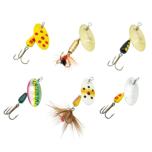 Panther Martin Fishing Lures 6-Pack All Time Greatest Fish Catcher World Famous Spinning Lures in Value Kit Spinners for Trout, Salmon, Panfish, Bass, Crappie & Perch - style: Pro Guide Anywhere