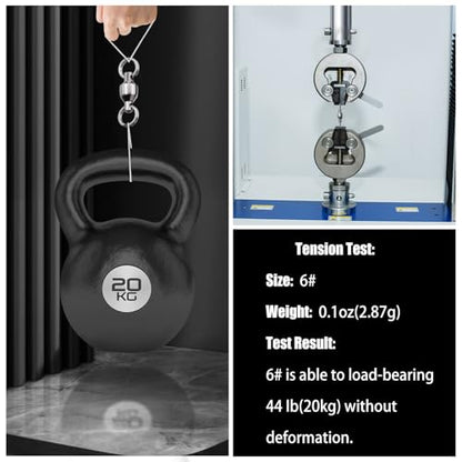FishTrip 25/50pcs Ball Bearing Swivels with Split Rings for Saltwater | High Strength, Stainless Steel, Ball Bearing Smooth Rotation, Fishing Swivels & Snap Speed Clips Change Connector 0#-8# - size: Size5_75lbs_25pcs