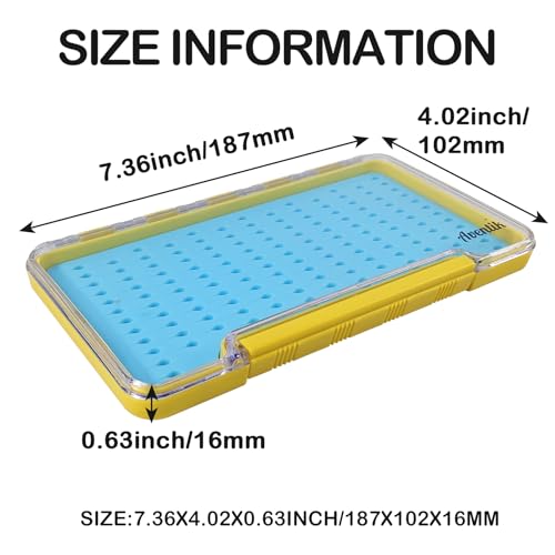 Aventik Silicone Fly Boxes Super Slim Waterproof Best Pocket Sizes Fly Fishing Storage 7.36"X4.02"X0.63"/5.39"X3.74" X0.63'' (2PC-G048LT blue silicone:7.36"X4.02"X0.63") - style: 2PC-G048LT blue silicone:7.36"X4.02"X0.63"