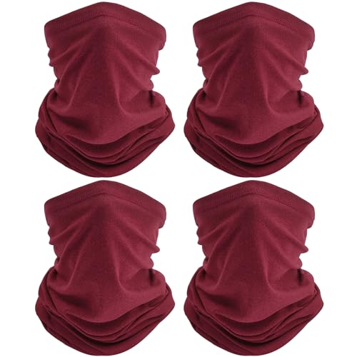 TICONN Neck Gaiter Face Cover Scarf, Neck Warmer Breathable Sun & Wind-proof for Skiing Fishing Hiking Cycling - color: Candy Red-4pk, style: Quick Dry