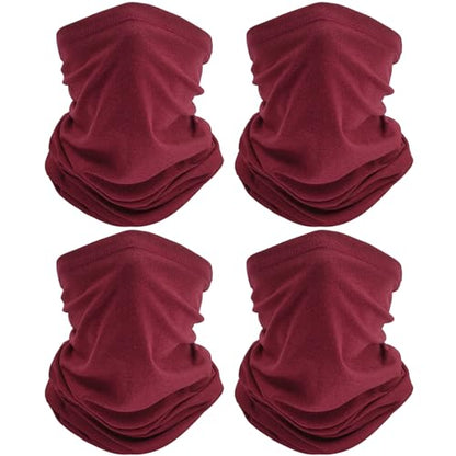 TICONN Neck Gaiter Face Cover Scarf, Neck Warmer Breathable Sun & Wind-proof for Skiing Fishing Hiking Cycling - color: Candy Red-4pk, style: Quick Dry