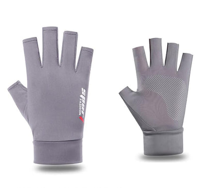 INOGIH Half-Finger Driving Gloves for Men Women,Summer Lightweight Non-Slip Sun-Gloves for Cycling Fishing Sailing Rowing - color: Grey