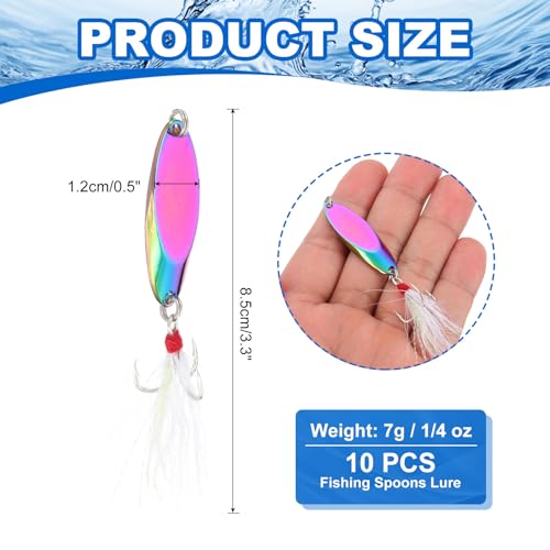 PATIKIL Fishing Spoons, Fishing Lures Casting Spoon Treble Hooks Jigs Hard Metal Spinner Baits - color: Multicolor, size: 1/4 oz