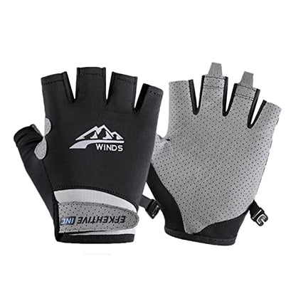 Hotfiary Fishing Gloves Sun Protection Fingerless Glove UV Protection Gloves UPF 50+ SPF for Men Women Kayaking Rowing Driving Hiking Sailing - color: Black