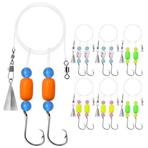 Pompano Rigs for Surf Fishing Saltwater Floats Catfishing Pompano Fishing Rigs with Double Circle Hooks and Pyramid Sinker 5pcs/8pcs - color: 8pcs Mixed packing Pompano Rigs