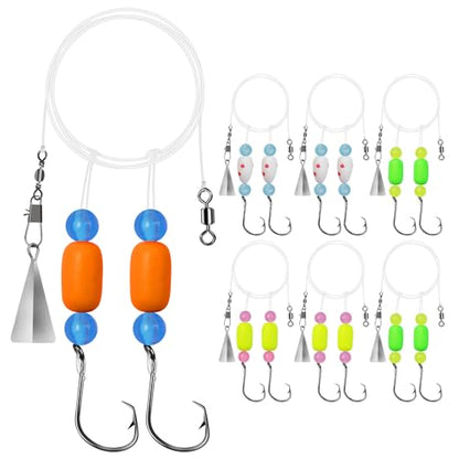 Pompano Rigs for Surf Fishing Saltwater Floats Catfishing Pompano Fishing Rigs with Double Circle Hooks and Pyramid Sinker 5pcs/8pcs - color: 8pcs Mixed packing Pompano Rigs