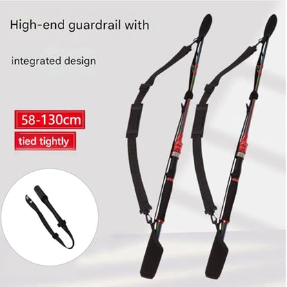 Rod Securing Band Fishing Rod Binding Strap Carrying Belt with Shock Cap and Comfortable Shoulder Harness Fishing Carriers