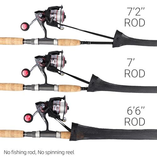RUNCL Fishing Rod Sleeves & Reel Bags, Spinning/Casting Rod Socks & Spinning/Baitcasting Reel Covers - Protection Solution, Space Saver, Perfect Storage - Fishing Pole Sleeves & Reel Pouch (2 Pack) - color: Casting Rod Sleeves*2pcs+Reel Bags*2pcs,(Black)