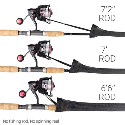 RUNCL Fishing Rod Sleeves & Reel Bags, Spinning/Casting Rod Socks & Spinning/Baitcasting Reel Covers - Protection Solution, Space Saver, Perfect Storage - Fishing Pole Sleeves & Reel Pouch (2 Pack) - color: Spinning Rod Sleeves*2pcs+Reel Bags*2pcs,(Black)