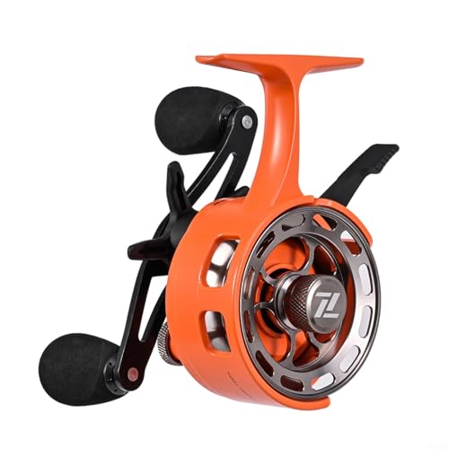 Ice Fishing Inline Reel Featuring Magnetic Drop and 3+1 Ball Bearings, 3.2:1 Gear Ratio, Two-Way Spool for Cold Weather(left hand black)