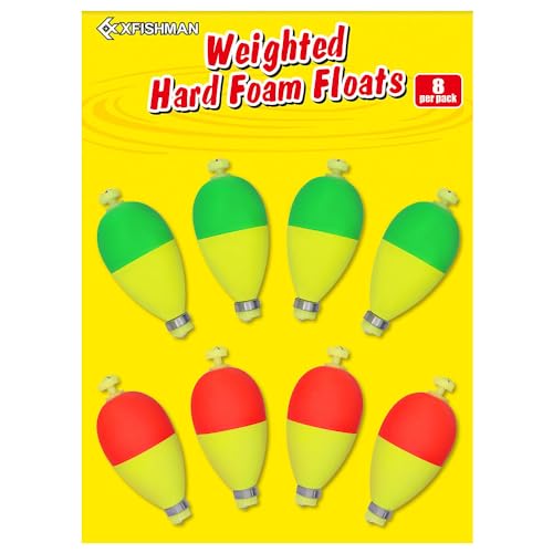 XFISHMAN Weighted-Bobbers-for-Fishing-Floats-Bouy Slip Bobber Fishing Corks Kit Crappie Bluegills Panfish Catfish Hand Made Foam Float 1 Inch 2 in 8-12 Pack - color: Pearl 8 Pack, size: 1"