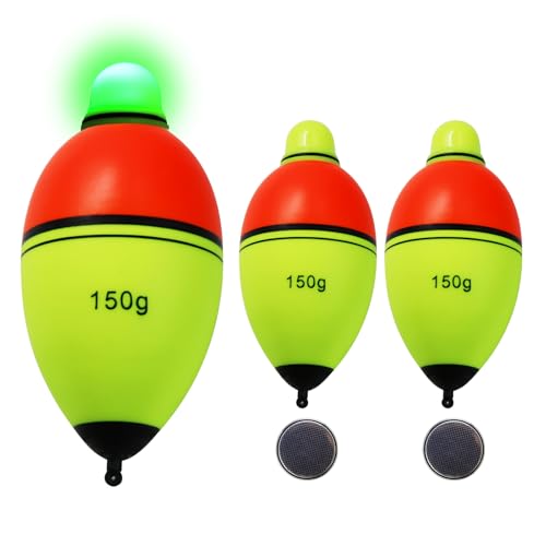Light-Up EVA Slip Bobbers, Lighted Foam Bobbers Green & Red LED Lights Fishing Floats for Night Fishing with Cell Battery Included - color: RED-YELLOW 150G LED FLOAT-2PCS
