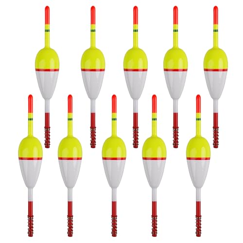 Wood Slip Bobbers Fishing Floats and Bobbers Spring Oval Stick Slip Floats for Crappie Catfish Trout Panfish Walleyes Bass Fishing 10/20pcs - color: 1.97in*0.91in*5.63in-10pcs