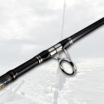 Fiblink 3-Piece Spinning Rod Heavy Spinning Fishing Rod Portable Fishing Rod Graphite Spin Rod (30-50 Pound Test) - size: Length: 7'