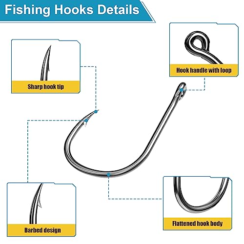 500PCS/100PCS ReeMoo Premium Fishing Hooks, 10 Sizes/4 Sizes Carbon Steel Fishing Hooks W/Portable Plastic Box, Strong Sharp Fish Hook with Barbs for Freshwater/Seawater - style: 500pcs
