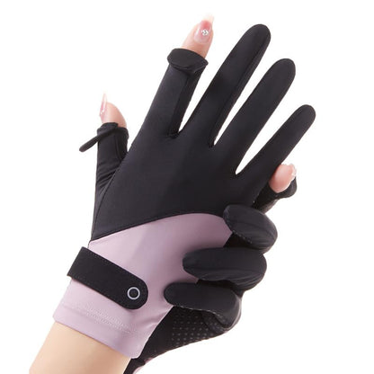 Unisex UV Protection Sunblock Gloves - Women Man Full Finger Sunscreen Gloves Touchscreen Gloves for Driving Hiking Riding - color: Black
