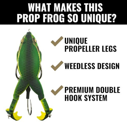 LUNKERHUNT - Frog Bait for Bass Fishing | Soft Hollow Body Weedless Frog for Bass Fishing and Trout | Weedless Realistic Bait Frog Lure, Freshwater with Sharp Hooks Lures and Double Propellers Feet - style: Blue Gill