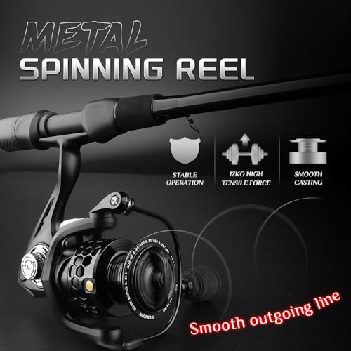 ROOBLINOS BASS Hunter Fishing Rod and Spinning Reel Combo 6.9ft Lightweight Carbon Fiber Fishing Pole Set Freshwater & Saltwater Bass Trout and Panfish Lakes Rivers Fishing - color: BASS HUNTER+GTA2-2000