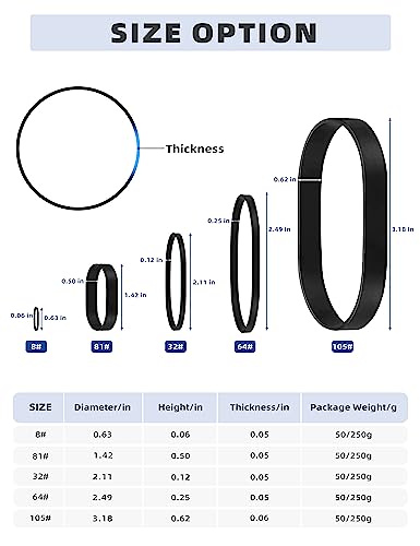 BLUEWING Tactical Rubber Bands Black 50g/250g Bait Rigging for Fishing, Size 8#, 32#, 64#, 81#, 105# - style: Size 07: 81# 50g/Pack