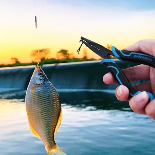 SPEEDWOX Fishing Pliers Hook Remover - Saltwater Gear With Line Cutter, Crimping Tool, Clippers, Pistol Grip Split Ring - style: Fishing Pliers with Lanyard