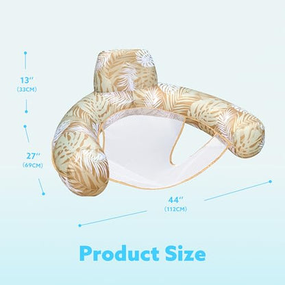 SLOOSH Inflatable Pool Floats Adult,Lounge Chair Adult with Plant Pattern,Floating Water Hammock,Blow up Pool Noodles Rafts for Relaxing Swimming Party Summer Water Beach Lake Fun - color: Champagne