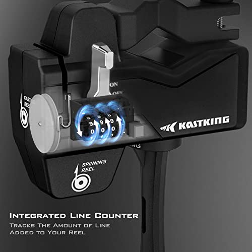 KastKing Kalibrate Fishing Line Spooler & 5’’ Braid Scissors - W/Line Counter, Patented Accessories, Portable, Compact, for Spinning & Casting Reels - No Line Twist, Fishing Gears Gifts for Men - style: Patented Line Spooler & Scissor - Black