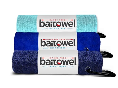 Bait Towel 3 Pack Fishing Towels with Clip, Plush Microfiber nap Fabric, 16x16, The Original Bait Towel Value 3 Pack - color: Royal-navy-caribbean