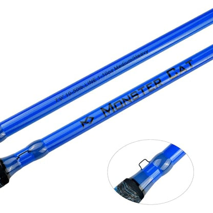 Monster Catfish Casting Rod, 7' MH Glow-in-Dark 1-Piece | Glow catfish rod with S-glass carbon blank, EVA grip, stainless guides, 10-50lb line and 1-10oz lures for night fishing - color: Blue NEW, size: ["Catfish Rod 7'-1pc-Medium Heavy"]