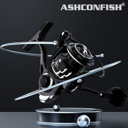 Ashconfish AK Spinning Reel -Ultra-Strong Aluminum Body, Over 25lbs Drag, Anti-Reverse Bearings, 8+1 Double-Shielded Stainless-Steel BB Design for Saltwater & Freshwater Fishing - size: 3000
