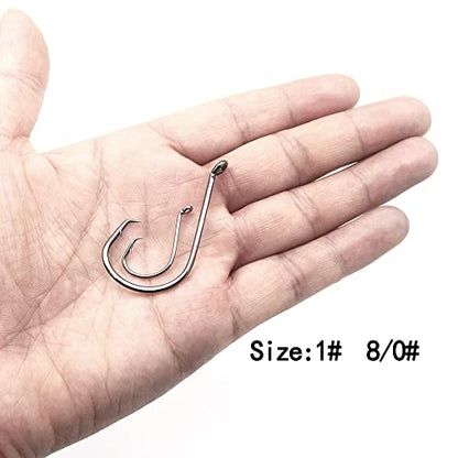 1#-8/0# Offset Octopus Hooks Rig, Fishing Wire Leader -Heavy Duty Stainless Steel Wire Line Leaders with Rolling Swivel and Barb Hooks, Fishing Lure Bait Rig Saltwater… - size: 3/0#