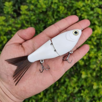 HADORAM Lure Slow Sinking Glide Bait with Fur Tail Lifelike Fishing Tackle for Trout Shad Bass Musky - color: 4.7in-3Pcs