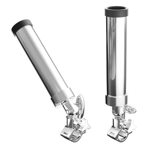 Boat Fishing Rod Holder, 360 Degree Marine Grade Stainless Steel 316 Adjustable Swivel Fishing Pole Holders, Deck Mount and Rail Mount Fishing Rod Bracket
