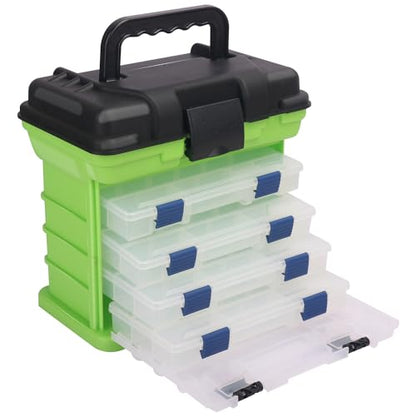Fishing Tackle Box, 4 Layers Fishing Box, Tackle Boxes, Quick-Access Top Storage with Lid for Fishing Gear and Accessories,（Green）by KUKLIPJIM - color: Green