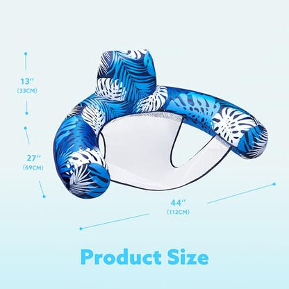 SLOOSH Inflatable Pool Floats Adult,Lounge Chair Adult with Plant Pattern,Floating Water Hammock,Blow up Pool Noodles Rafts for Relaxing Swimming Party Summer Water Beach Lake Fun - color: Blue