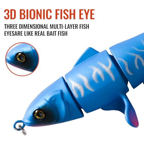 Fishing Lures for Trout Bass Multi Jointed Swimbaits 3D Bionic Fish Eye Swimming Lures Lifelike Hard Bait for Freshwater Saltwater - color: Blue