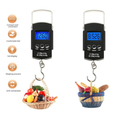 TOYANDONA Digital Fish Scale Portable Handheld Fishing and Luggage Scale High Precision LCD Display for Travel and Outdoor Use
