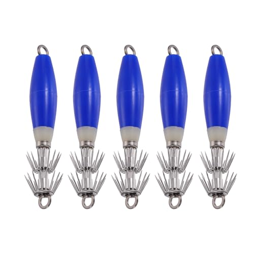 Luminous Squid Jig Hooks, Squid Jigs Saltwater Glow in Dark Dual-Layer Hooks - Fit for Cuttlefish Sleeve Night Fishing - color: Blue