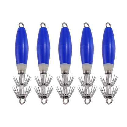 Luminous Squid Jig Hooks, Squid Jigs Saltwater Glow in Dark Dual-Layer Hooks - Fit for Cuttlefish Sleeve Night Fishing - color: Blue