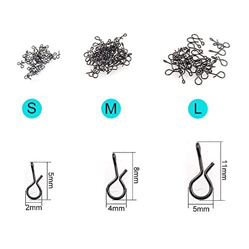 No-Knot Fast Snaps - Quick Change Connect Snap for Flies, Hooks & Lures - Black, Pack of 100 - size: Medium
